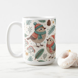 Pattern Scandinavian Christmas Birds Coffee Mug