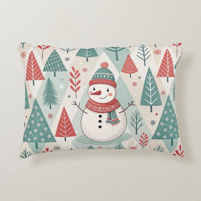 Pattern Scandinavian Snowman Decorative Cushion (Front)