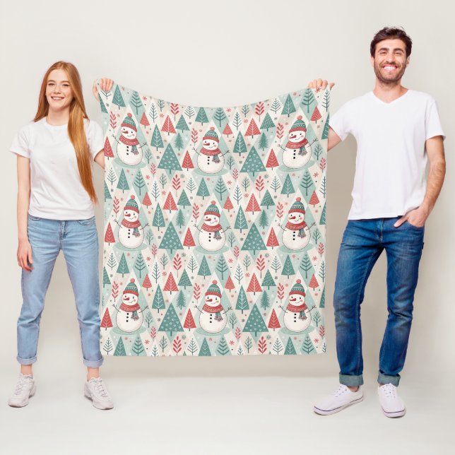 Pattern Scandinavian Snowman Fleece Blanket (In Situ)