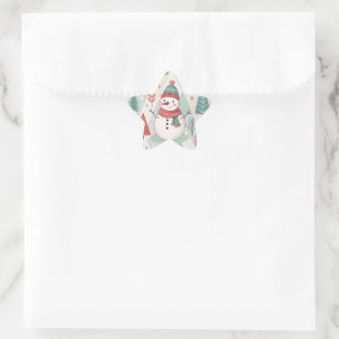 Pattern Scandinavian Snowman Star Sticker