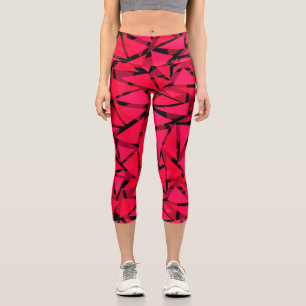 pattern scarlet bright red ,geometric ,abstract th capri leggings
