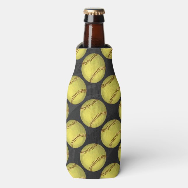 Pattern Softball Bottle Cooler (Bottle Front)