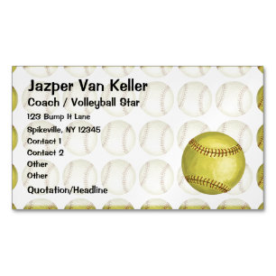 Pattern Softball Magnetic Business Card