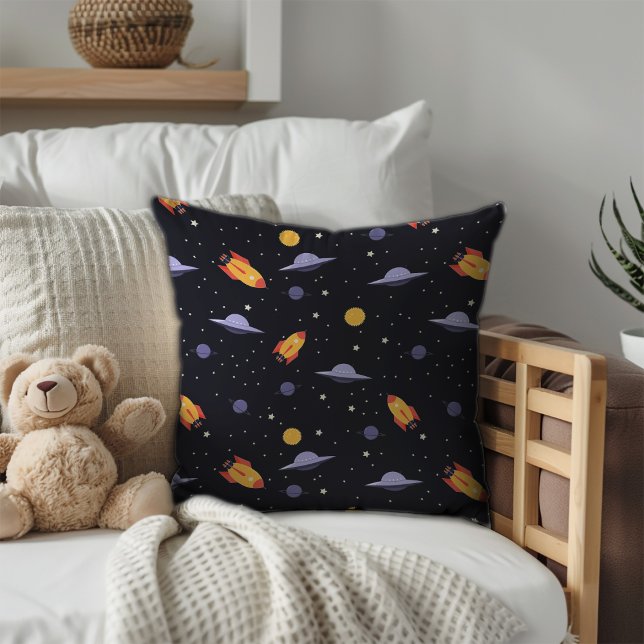 Pattern space lavender orange black cushion (Pattern space lavender orange black throw pillow.)