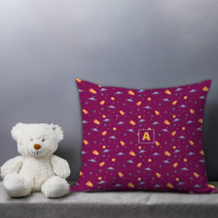 Pattern space lavender orange red burgundy letter  cushion