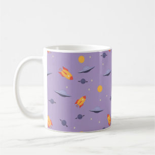 Pattern space ufo orange lavender coffee mug