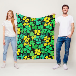 Pattern St. Patrick's Day Clovers Fleece Blanket