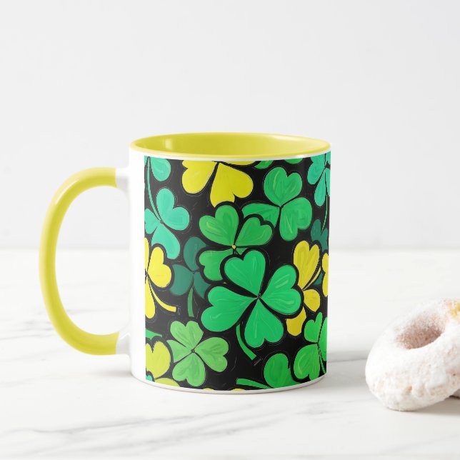 Pattern St. Patrick's Day Clovers Mug (With Donut)