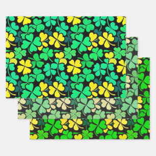 Pattern St. Patrick's Day Clovers Wrapping Paper Sheet