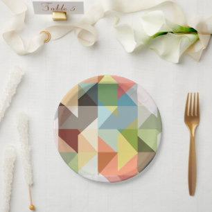 Pattern Stylish Fashion Geometric Vintage Paper Plate