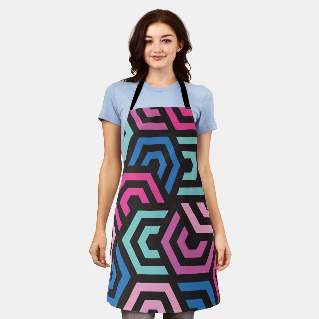 Pattern Stylish Modern- Fashion Geometric colourfu Apron (Worn)