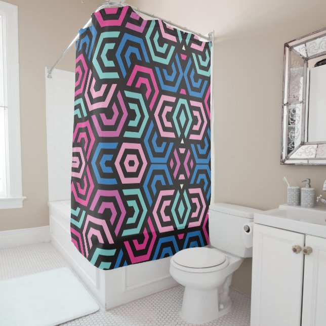 Pattern Stylish Modern- Fashion Geometric colourfu Shower Curtain (In Situ)