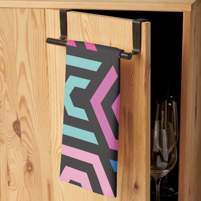 Pattern Stylish Modern- Fashion Geometric colourfu Tea Towel (Thirds Fold)