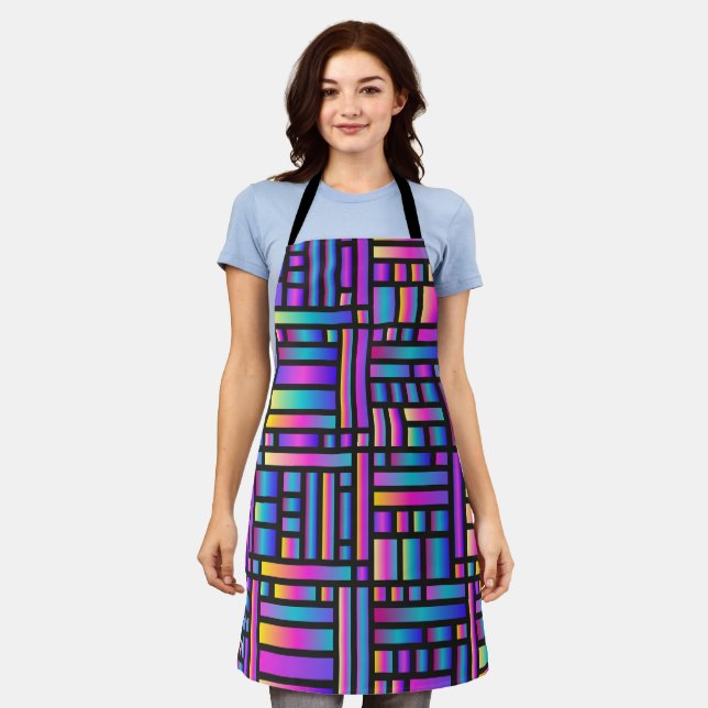 Pattern Stylish Modern- Fashion Geometric Tartan   Apron (Worn)