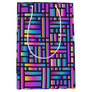 Pattern Stylish Modern- Fashion Geometric Tartan Medium Gift Bag