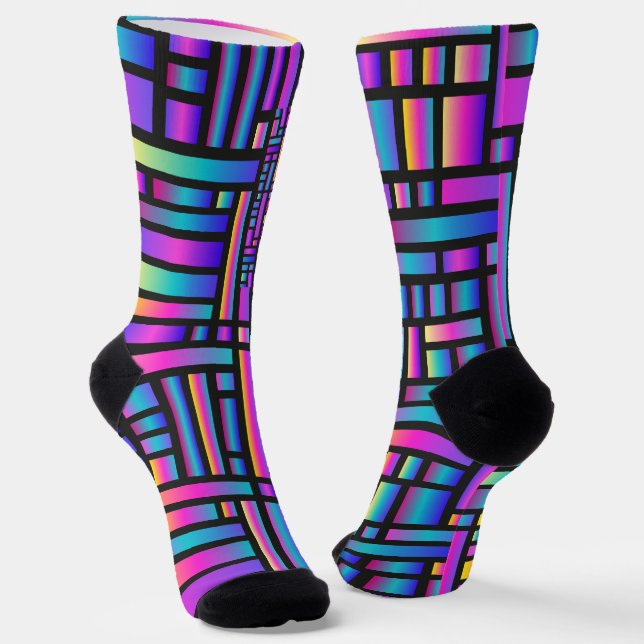 Pattern Stylish Modern- Fashion Geometric Tartan Socks (Angled)