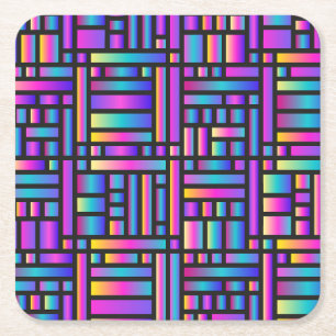 Pattern Stylish Modern- Fashion Geometric Tartan Square Paper Coaster