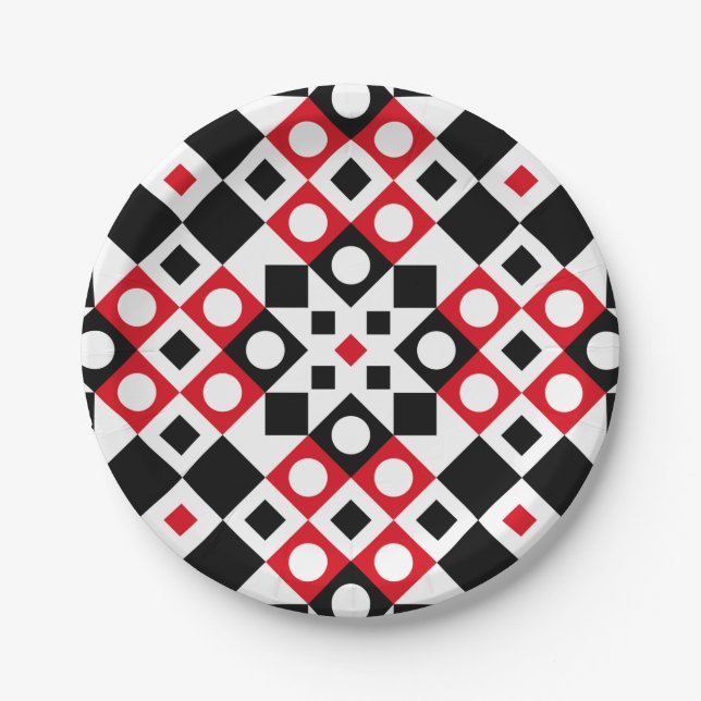 Pattern Stylish Modern Geometric Vintage          Paper Plate (Front)