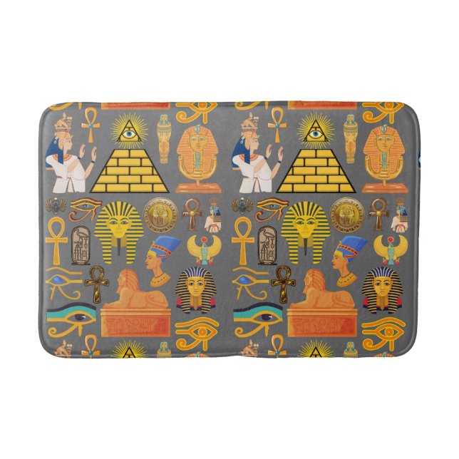Pattern Symbol Ancient Egyptian Hieroglyphic  Bath Mat (Front)