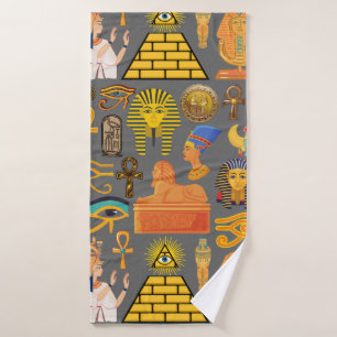 Pattern Symbol Ancient Egyptian Hieroglyphic Bath Towel