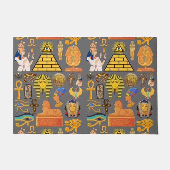 Pattern Symbol Ancient Egyptian Hieroglyphic  Doormat (Front)