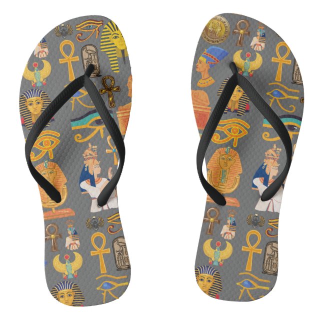 Pattern Symbol Ancient Egyptian Hieroglyphic  Thongs (Footbed)