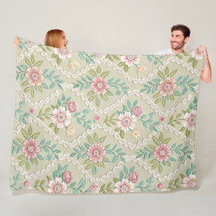 Pattern Texture Lace Floral Fleece Blanket