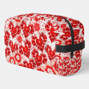 Pattern Tie Dye Red Hearts Dopp Kit