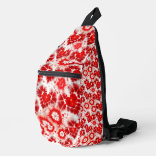Pattern Tie Dye Red Hearts Sling Bag
