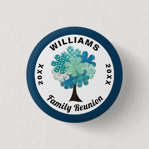Pattern Tree Family Reunion Blue Green Souvenir 3 Cm Round Badge