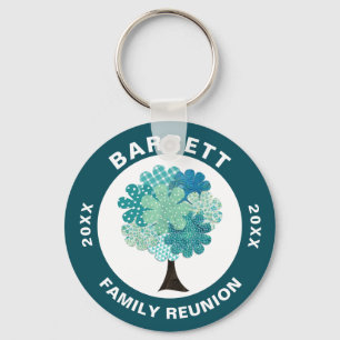 Pattern Tree Family Reunion Blue Green Souvenir Key Ring