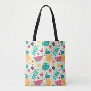 Pattern Tropical Fruit Watermelon Pineapple Tote Bag
