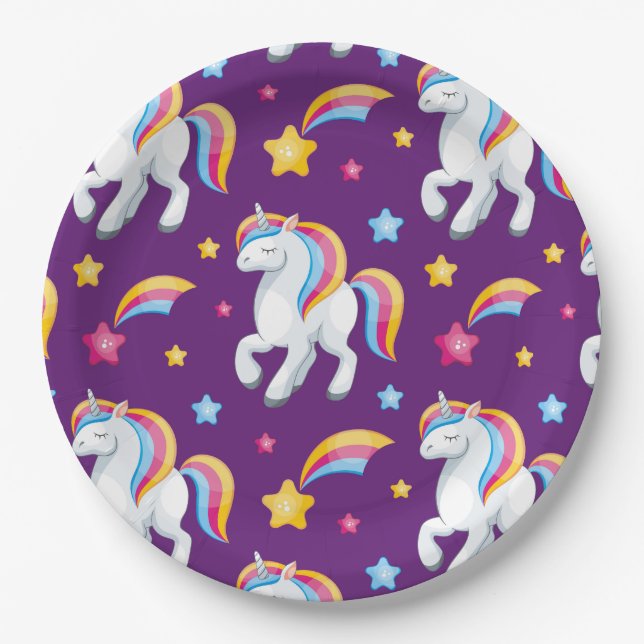 Pattern Unicorn Magic Horse Cute       Paper Plate (Front)