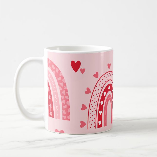 Pattern Valentine 2023 Background With Heart Love  Coffee Mug (Left)