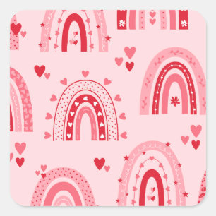 Pattern Valentine 2023 Background With Heart Love Square Sticker