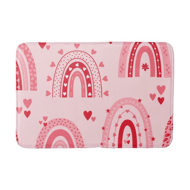 Pattern Valentine 2024 Background With Heart Love  Bath Mat (Front)