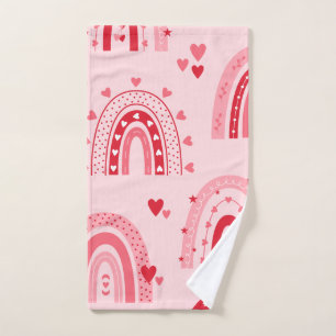 Pattern Valentine 2024 Background With Heart Love  Hand Towel