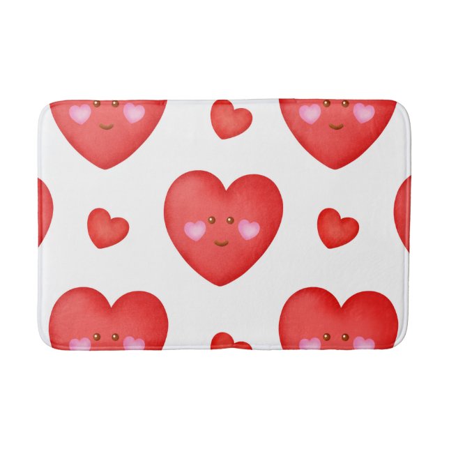 Pattern Valentine Background With Heart Love     Bath Mat (Front)