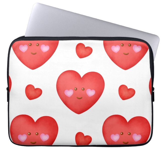 Pattern Valentine Background With Heart Love   Laptop Sleeve (Front)