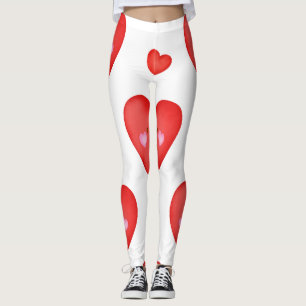 Pattern Valentine Background With Heart Love Leggings