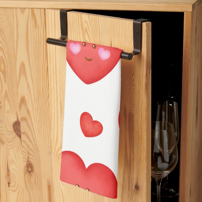 Pattern Valentine Background With Heart Love    Tea Towel (Thirds Fold)