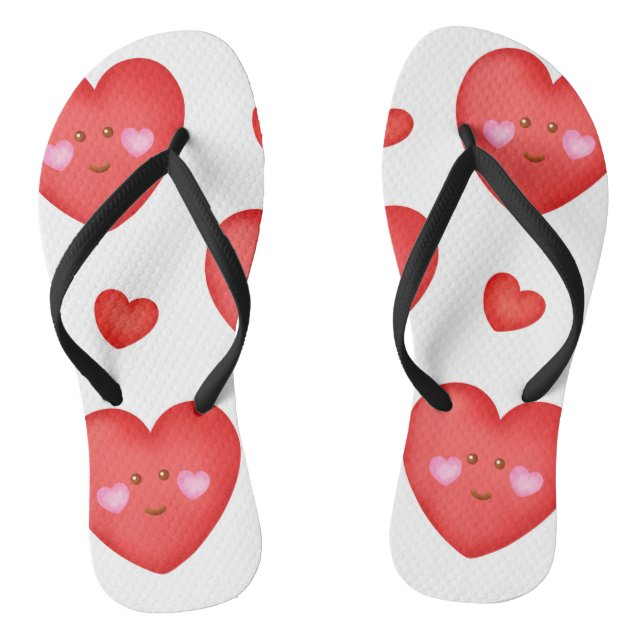 Pattern Valentine Background With Heart Love    Thongs (Footbed)