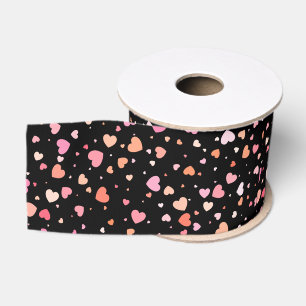 Pattern Valentine`s 2023 Background With Heart     Grosgrain Ribbon