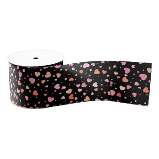 Pattern Valentine`s 2023 Background With Heart Grosgrain Ribbon