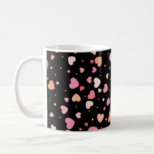Pattern Valentine`s 2024 Background With Heart     Coffee Mug (Left)