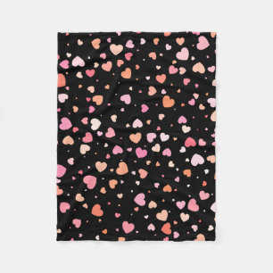 Pattern Valentine`s 2024 Background With Heart     Fleece Blanket