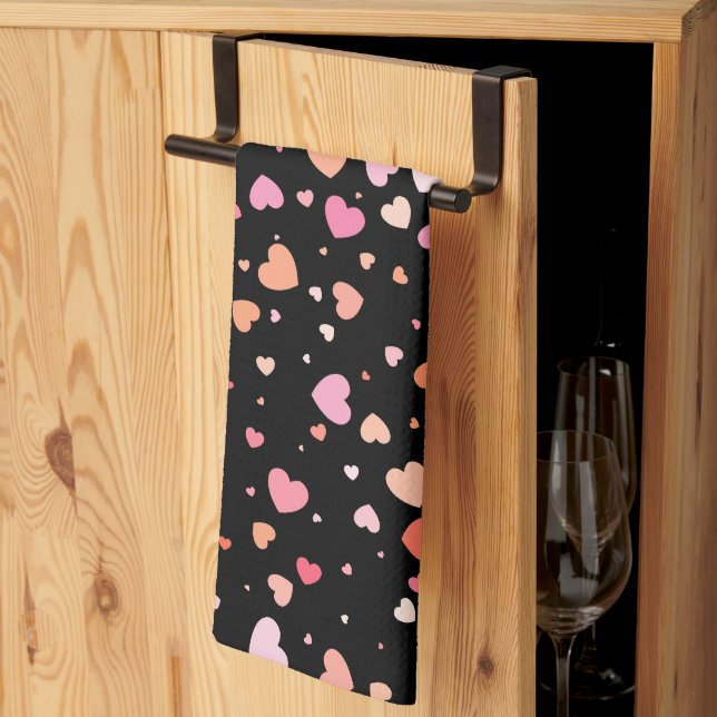 Pattern Valentine`s 2024 Background With Heart   Tea Towel (Thirds Fold)