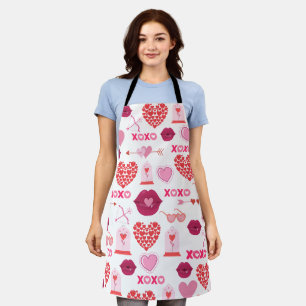 Pattern Valentine`s Day 2023 Background With Heart Apron