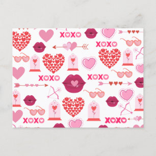 Pattern Valentine`s Day 2023 Background With Heart Holiday Postcard