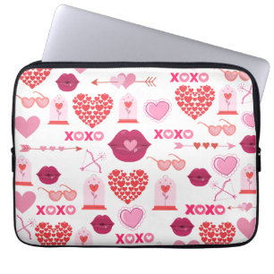 Pattern Valentine`s Day 2023 Background With Heart Laptop Sleeve